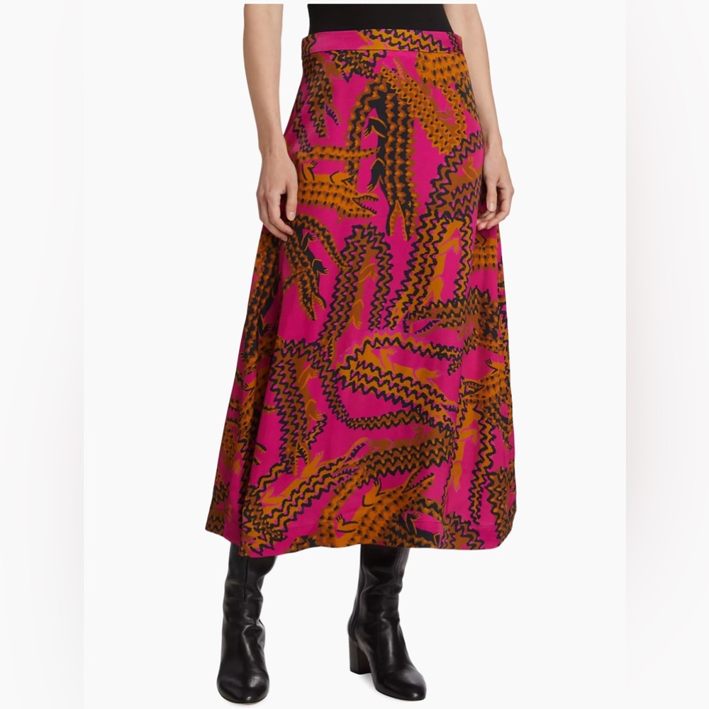 Farm Rio Pink Croco Midi Skirt